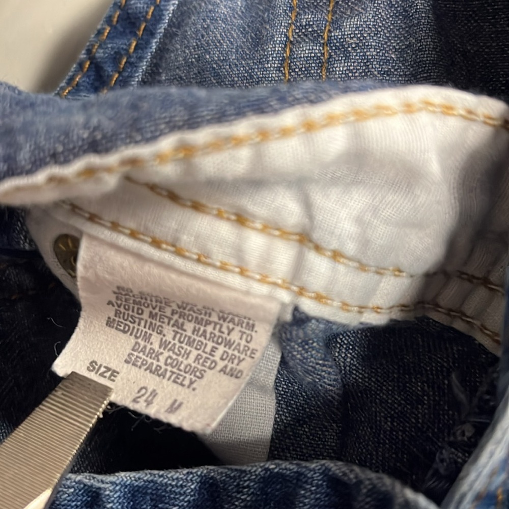 Vintage OshKosh B'gosh Blue Jean Cowboy Fringe Denim Overalls 24 Months USA - Picture 7 of 8